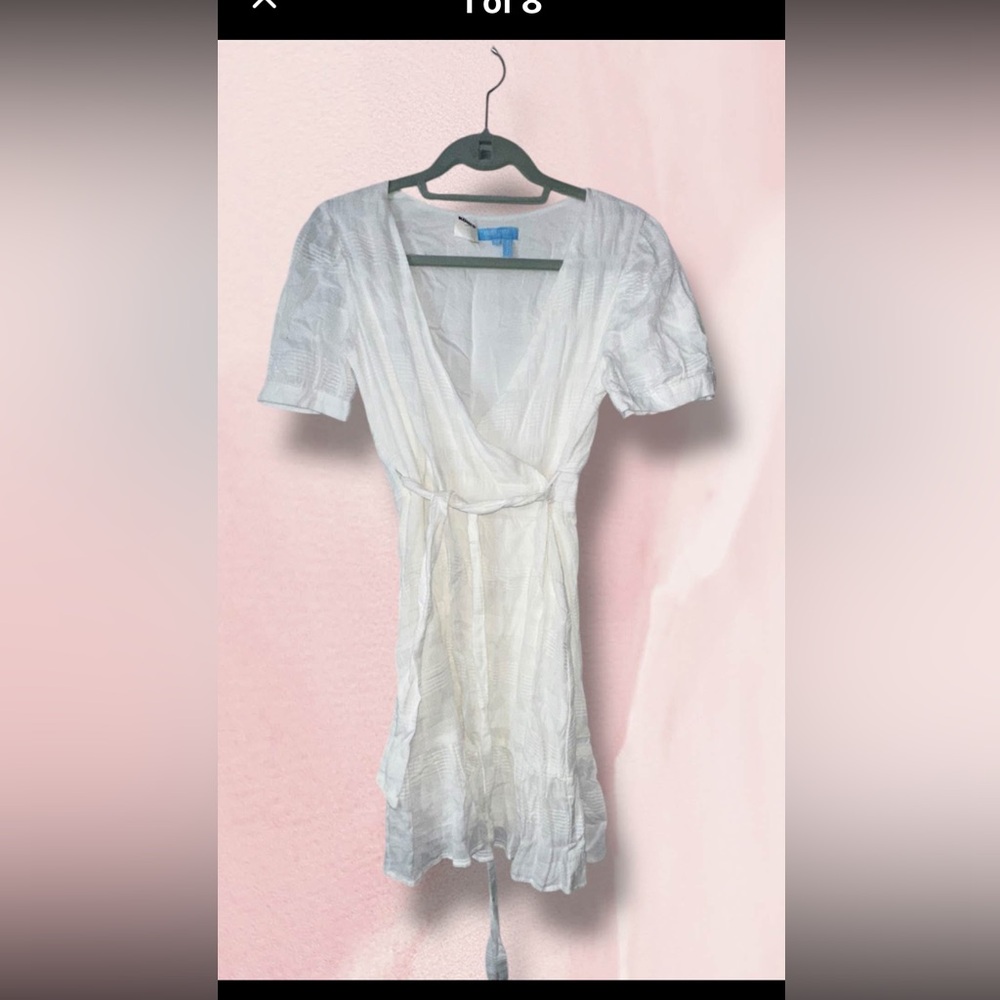 NWT Ivory/White XS Boho Peasant Wrap Tie  Summer Dress